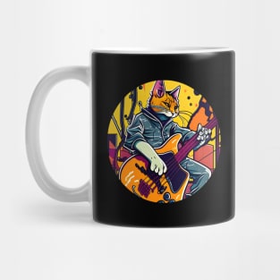 Cute Musician Funny Cat Playing Guitar - Love Cats Mug